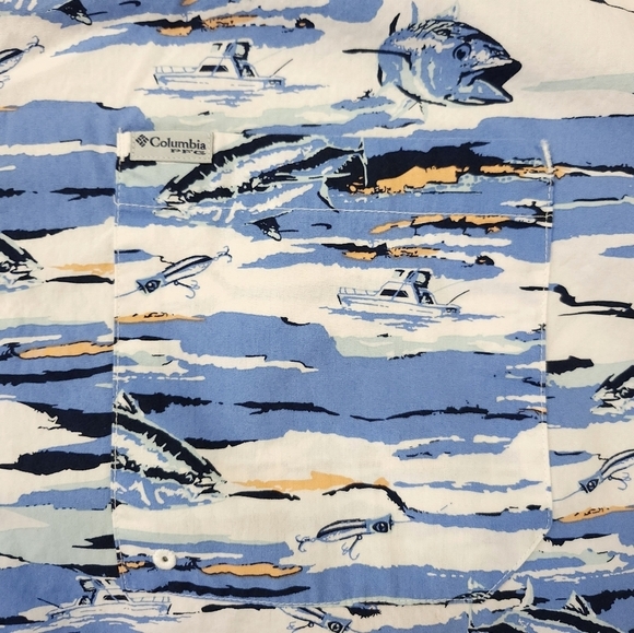 Columbia PFG Mens Button Down Shirt Size 5XL Blue Fishing - Picture 3 of 8